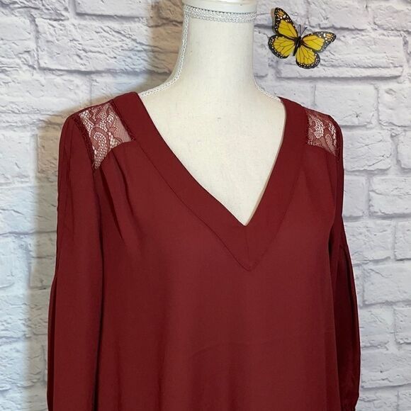 Kismet Sheer Top with Lace Shoulders Size Small - Picture 4 of 9